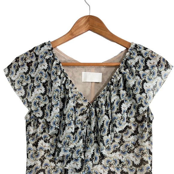 H&M Conscious Fairycore Flounced Dress Floral Feminine Chiffon Midi Size 4 - Picture 6 of 10